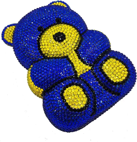 Miniatura 9 de Boutique De FGG Bolso de mano de cristal para mujer, bolso de mano con diamantes de imitación de animales, para fiesta, cóctel, mini
