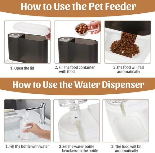 Miniatura 5 de Juego automático de comedero y dispensador de agua para mascotas, 2 en 1, para gatos y perros, juego de cuencos de agua y alimentos para perros