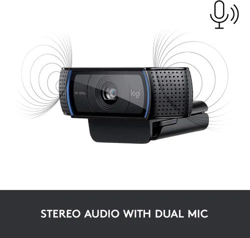 Miniatura 13 de Cámara web HD Pro C920 Logitech, visualización panorámica 1080P videollamadas y grabación, Negro