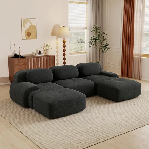 Miniatura 81 de Sofás modulares modulares sin hueso de 82 pulgadas para sala de estar, juego de sofá comprimido de 2 plazas, no requiere montaje, tela de pana, Verde