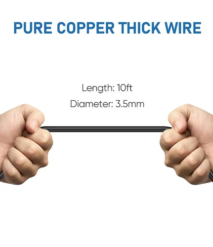 Miniatura 4 de Cable de alimentación para cámara de salpicadero, (micro de 10 pies) de cobre puro más grueso de 90 grados, cable de cargador de cámara de espejo