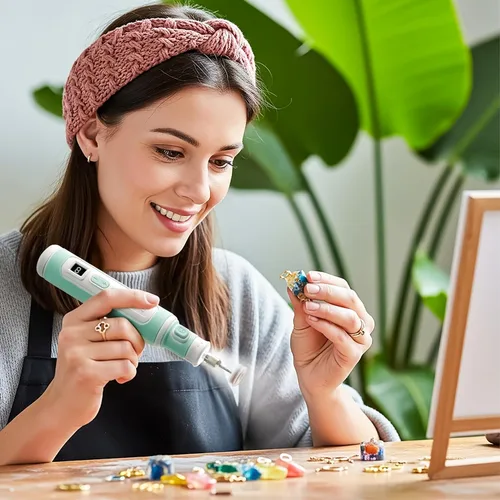 Miniatura 8 de Kit de herramientas rotativas inalámbricas Resiners, kit de taladro y pulido de resina, ajustable de 8 velocidades, carga tipo C, kit de joyería Kit