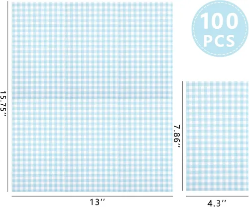 Miniatura 2 de WDF Paquete de 150 servilletas de papel azul bebé, 3 capas, desechables, color azul y blanco, servilletas de cena de invitados de papel para baño