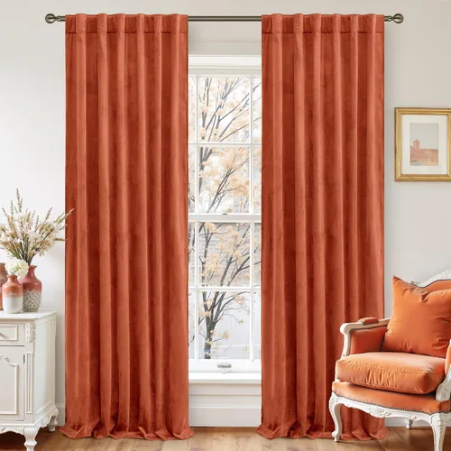 Miniatura 18 de LAMIT - Paneles de terciopelo beige para sala de estar de 72 pulgadas de largo, elegantes cortinas aisladas térmicamente e insonorizadas