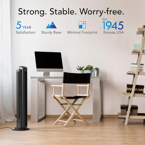Miniatura 6 de Vornado OZI42 Ventilador de torre para toda la habitación de 42 pulgadas, potente circulación de aire, diseño que ahorra espacio, funcionamiento