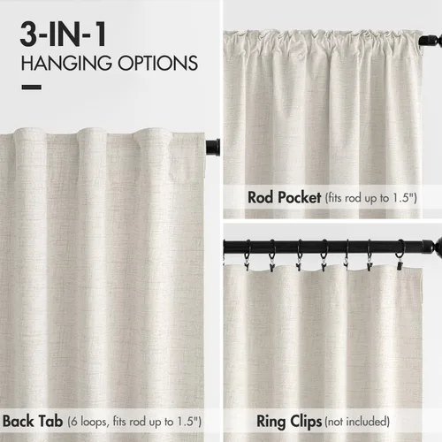 Miniatura 6 de MIULEE Cortinas 100% opacas de 84 pulgadas de largo de lino, cortinas y drapeados, juego de 2 paneles para dormitorio, pestaña trasera, sala