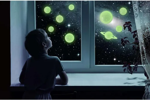 Miniatura 5 de 4M: Brillo: Sistema solar 3D - Sistema solar completo que brilla en la oscuridad, adhesivos de pared y techo de carga de luz, pestañas adhesivas