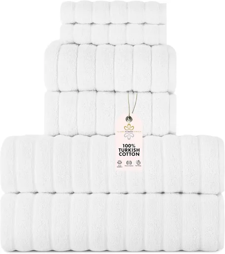 Miniatura 34 de Classic Turkish Towels - Juego de toallas de baño de algodón extragrande de alta calidad, gruesas y absorbentes, toallas de baño de lujo acanaladas