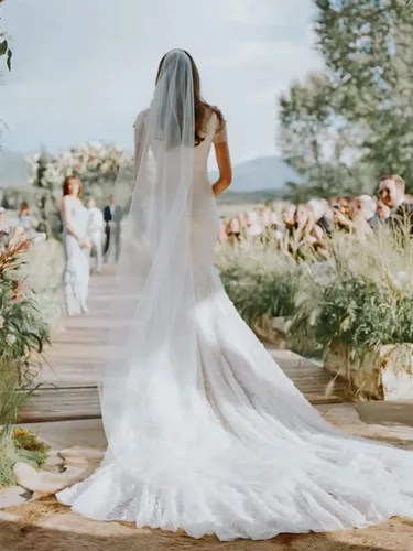Unicra Velo de novia de 1 nivel largo para el cabello de la catedral de novia con peine peine de velo de boda para novias 59 pulgadas de ancho x 118