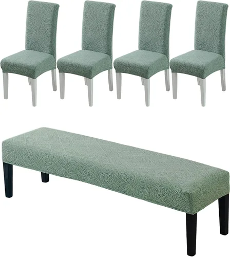 Miniatura 25 de CRFATOP 4 Piezas de Fundas Elásticas para Silla de Comedor con Funda para Banco Fundas Impresas para Silla de Comedor Fundas para Cojín de Asiento