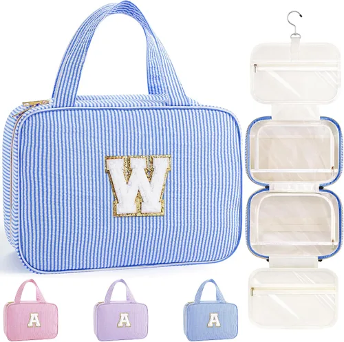 Miniatura 45 de TOPEAST Neceser colgante de viaje, bolsa de aseo personalizada con inicial, regalos de cumpleaños para mamá, hija, hermana, amigas, artículos Púrpura