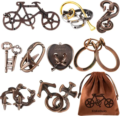 Miniatura 10 de 6 piezas de rompecabezas de metal, rompecabezas lógicos de metal para niños y adultos, juguete de cerradura, rompecabezas de regalo para adultos