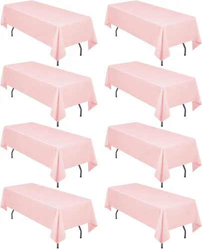 Paquete de 8 manteles rectangulares de poliéster de 60 x 126 pulgadas para mesas de 8 pies, resistentes a las manchas y a las arrugas, lavables,