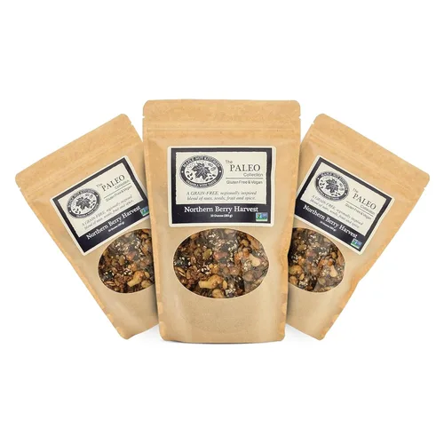 Maple Nut Kitchen Northern Berry Harvest Granola paquete de 3 – Sin granos con nueces, semillas, arándanos y vainilla | Paleo, bajo en