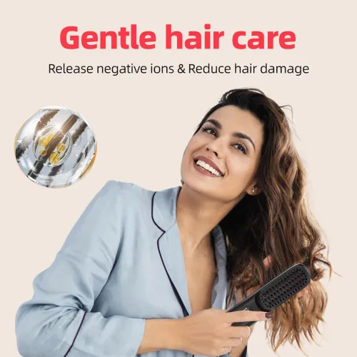 Miniatura 3 de Cepillo alisador de pelo inalámbrico para viajes, peine alisador de pelo portátil con mini cepillo caliente de iones negativos para mujeres