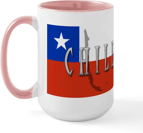 Miniatura 15 de CafePress Taza de café de cerámica extra grande de 15 oz (15.0 fl oz) con bandera de Chile