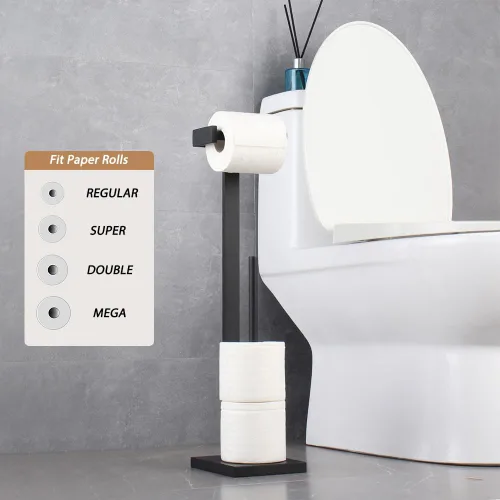 Miniatura 3 de GERZWY Baño libre titular de papel higiénico titular de papel higiénico para baño SUS 304 acero inoxidable, negro mate DZY005-BK