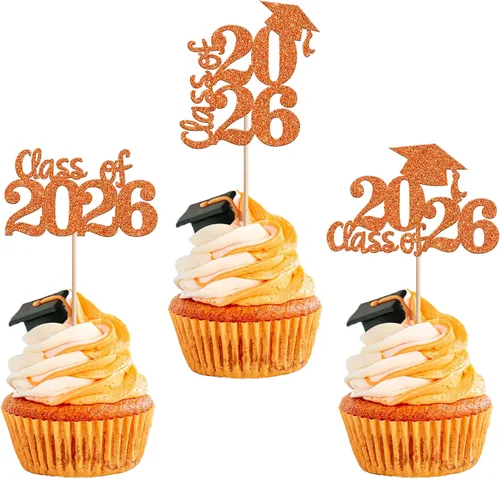 Miniatura 14 de 1 pieza de decoración para pastel de clase 2025 con purpurina, tapa de graduación 2025, decoración de pastel de felicitaciones para 2025, decoración