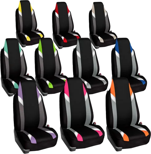 Miniatura 5 de FH Group Juego de fundas de tela para asiento delantero de automóvil para asientos de cubo, ajuste universal, compatible con bolsa de aire, fundas
