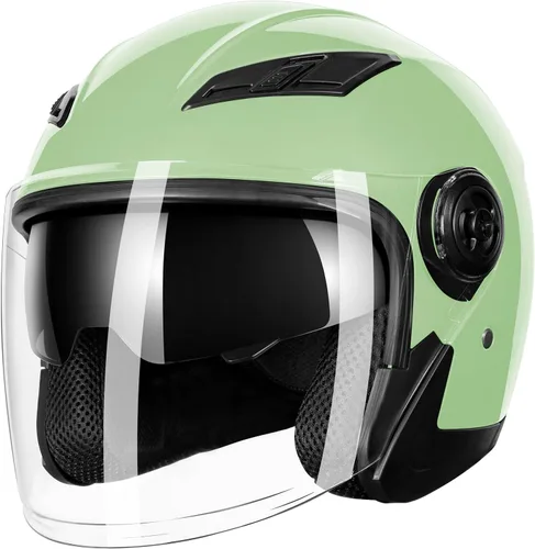 Miniatura 8 de Casco de motocicleta abierto para adultos 3/4, con doble visera, para moto, scooter, ebike, ciclomotor, para hombres y mujeres, aprobado por el DOT
