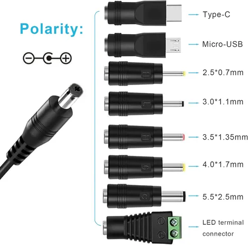 Miniatura 3 de Adaptador de cargador de coche con 3 V, 4.5 V, 5 V, 6 V, 7.5 V, 9 V, 12 V, 2 A, encendedor de cigarrillos automático, enchufe macho, cable adaptador