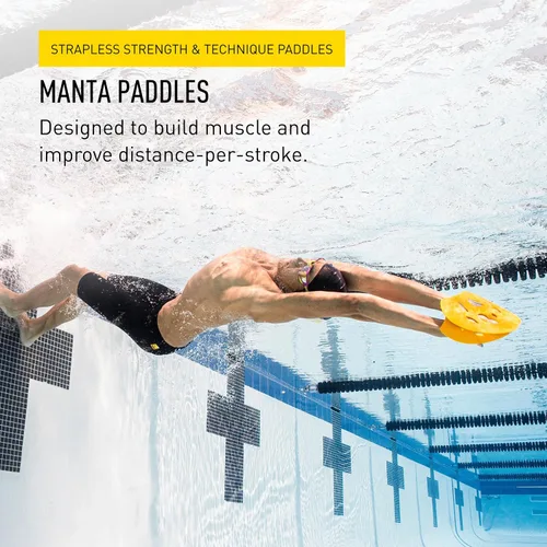 Miniatura 3 de FINIS Manta Swim Training Paddles - Diseño sin tirantes para técnica de accidente cerebrovascular - Paletas de mano flotantes - Construye fuerza