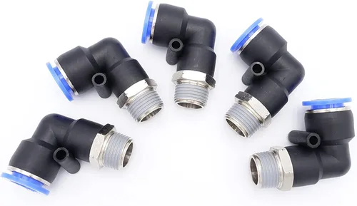 Miniatura 35 de Empuje para conectar conexión de tubo de 1/4" OD x 1/8" rosca NPT macho, codo neumático macho de aire línea de agua de aire de 90 grados codo
