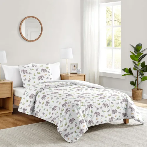 Sweet Jojo Designs Juego de edredón individual de 2 piezas (elefantes grises) para niños/niñas, niños, ropa de cama para niños, cama en una bolsa
