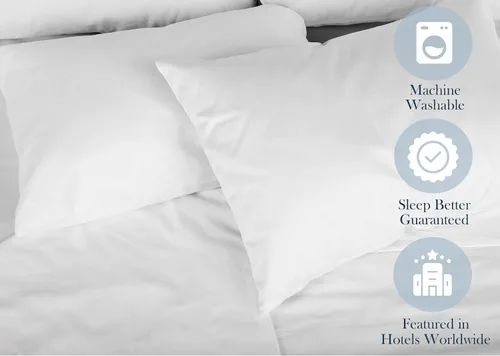 Miniatura 6 de 100% algodón, a prueba de plumas, protector de almohada, reduce los golpes con fundas hipoalergénicas, transpirables, lavables a máquina