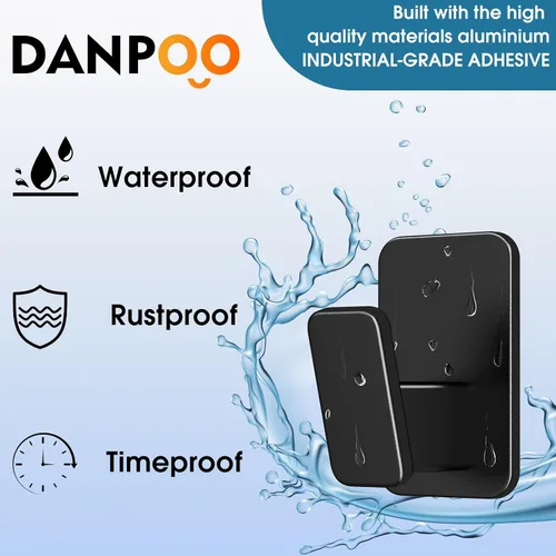 Miniatura 7 de Danpoo Ganchos autoadhesivos resistentes, ganchos de pared sin taladrar para baño, color negro, paquete de 3