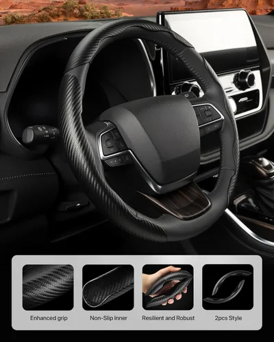Miniatura 4 de Funda de volante personalizada de fibra de carbono West Llama para Toyota Rav4 Corolla Camry Highlander Prius, cubierta de volante de 3 piezas