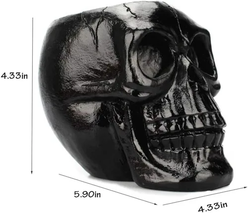 Miniatura 4 de Mikayoo Soporte para bolígrafo de calavera – Soporte para brochas de maquillaje y caja de almacenamiento para escritorio de oficina o tocador, Negro