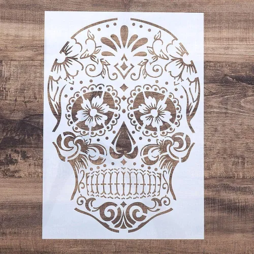 Miniatura 5 de Plantilla decorativa de bricolaje para pintar en paredes, muebles y manualidades (Skull3)