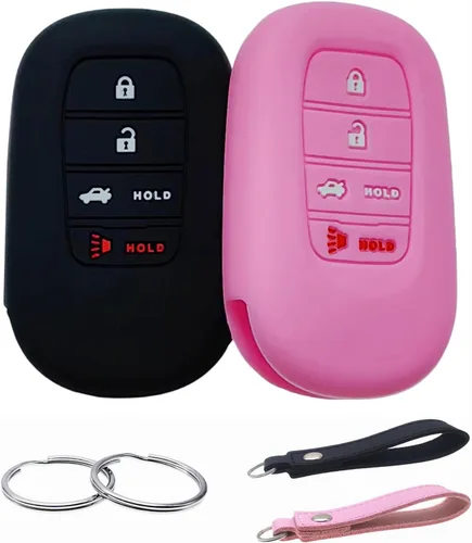 Miniatura 9 de REPROTECTING Funda de goma de silicona para llavero compatible con Honda Accord Civic CR-V Sport SI EX EX-L Touring 2022-2026 (negro/azul, 4 botones)