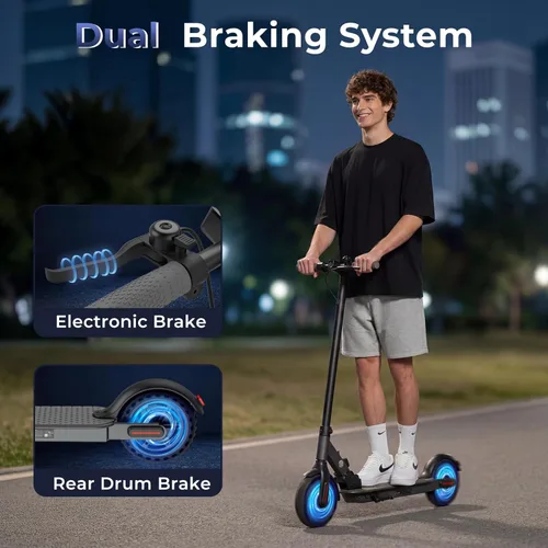 Miniatura 7 de Patinetes eléctricos – Scooter eléctrico para adultos, motor de 500 W, velocidad máxima de 18 MPH, neumáticos de 8.5 pulgadas, 21 millas, scooter