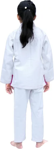 Miniatura 5 de BJJ Jiu Jitsu Gi, uniforme brasileño Jiu Jitsu, kimonos pre-encogidos para niños, cinturón blanco ligero, Blanco