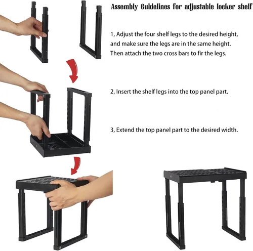 Miniatura 6 de Svartur Estante de casillero para casillero escolar, altura y ancho ajustables, organizador de casillero, apilable, herramientas de casillero