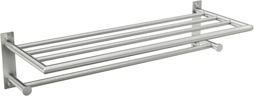 Moen Y5794BN - Estante de almacenamiento de toallas de baño moderno de 24 pulgadas de ancho con toallero, níquel cepillado