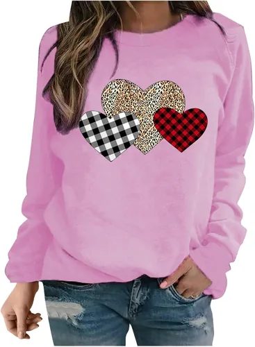 Miniatura 54 de Sudadera de manga larga con estampado de leopardo y corazón para mujer, para el día de San Valentín, sin botones, para niñas, regalos