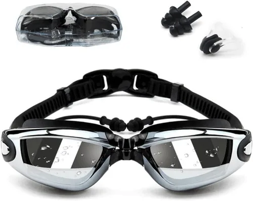 Gafas de natación, gafas de natación negras para piscina, sin fugas, antivaho, protección UV para adultos, hombres, mujeres, jóvenes, niños, gafas