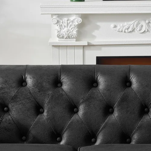 Miniatura 9 de Sofá de dos plazas con tapicería de cuero aireado y acolchado, sofá de brazo enrollado con 2 almohadas, decoración para sala de estar, apartamento