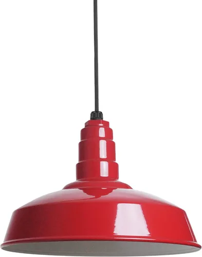 Steel Lighting Co. Carson Barn Light | Colgante montado en el techo | Cúpula de 16 pulgadas | Cable negro | Luz de acero de estilo industrial Rojo