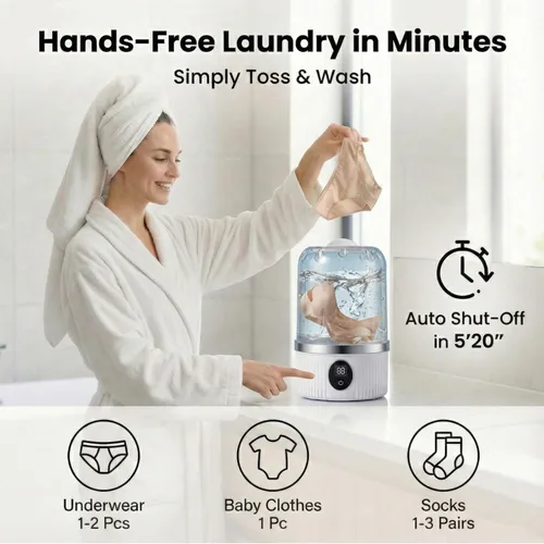 Miniatura 2 de Lavadora de ropa interior, mini lavadora portátil sin BPA para calcetines, ropa de bebé, pequeña taza de lavandería inalámbrica para viajes