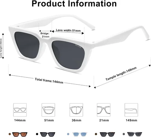 Miniatura 3 de SOJOS Gafas de sol polarizadas cuadradas estrechas estilo ojos de gato para mujeres, retro, modernas, para conducir SJ2169