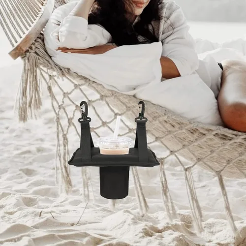 Miniatura 4 de Neopreno colgante sostenedor de la bebida para hamacas, hamacas, sillas de salón - negro
