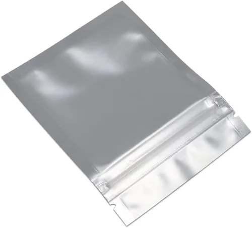 Miniatura 4 de FERENLI 100 unidades Bolsa de almacenamiento de alimentos con cierre de cremallera de Mylar, bolsa hermética de aluminio mate con ventana frontal