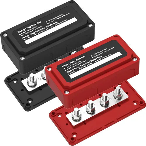 Miniatura 9 de 2 piezas 300A Barra de autobús Barra de distribución de energía de latón 4 3/8 pulgadas (M10) Pernos Barra de autobús Terminal positivo negativo a