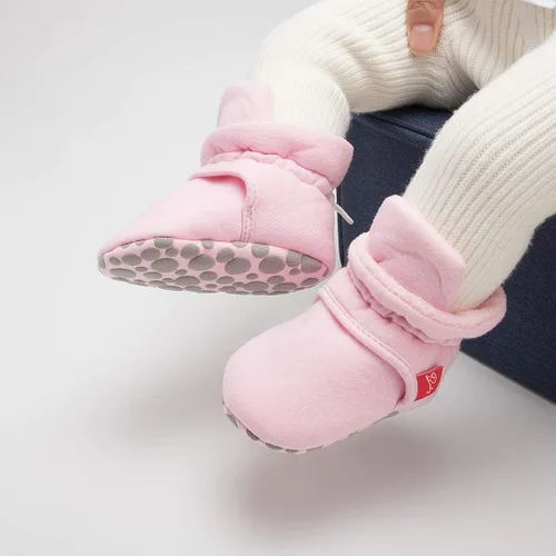 Miniatura 123 de Botines de forro polar para bebés, niños y niñas, pantuflas antideslizantes con agarre suave, zapatos de calcetín para recién nacidos, cuna