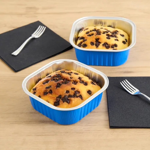 Miniatura 3 de Restaurantware - Moldes desechables, paquete de 100 tazas cuadradas de aluminio para hornear de 10 onzas - Las tapas se venden por separado, listas