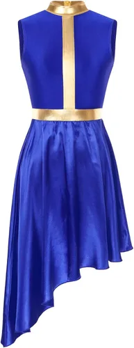 Vestido de baile de alabanza metálico para mujer, superpuestas, túnicas asimétricas, falda de satén, disfraz litúrgico de adoración lírica